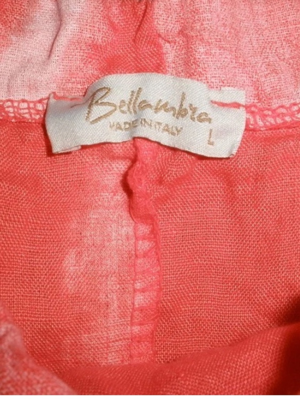 Bellambra Italian Linen Sundress with Shoulder Ties Pink Peach Sz L New - Picture 4 of 7